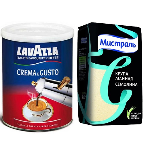 Кофе молотый и манная крупа Кофе молотый и манная крупа